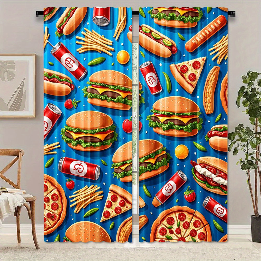 Food Snacks Background - Шторы для спальни и кухни с