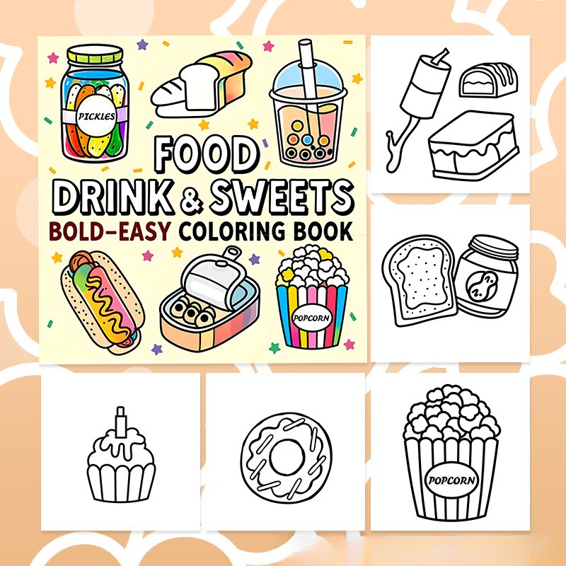 Книга-раскраска для снятия стр – обзор и цена Food Snacks Coloring Book