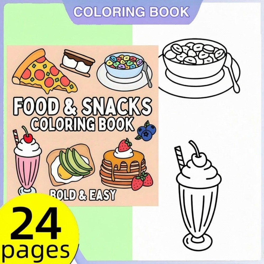 Книга-раскраска для взрослых:  – обзор и цена Food Snacks Coloring Book