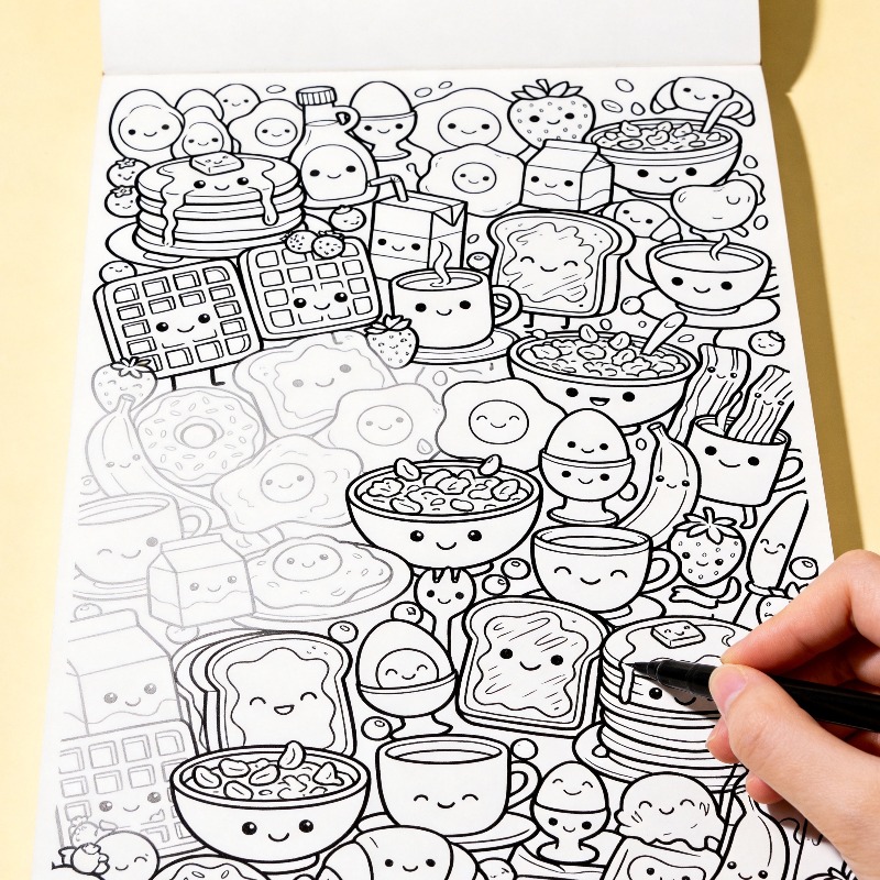 Книга-раскраска для взрослых:  – обзор и цена Food Snacks Coloring Book