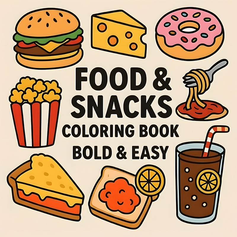 Толстая книжка-раскраска на те – обзор и цена Food Snacks Coloring Book